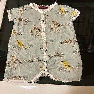 Milkbarn birdie shorts snap romper.